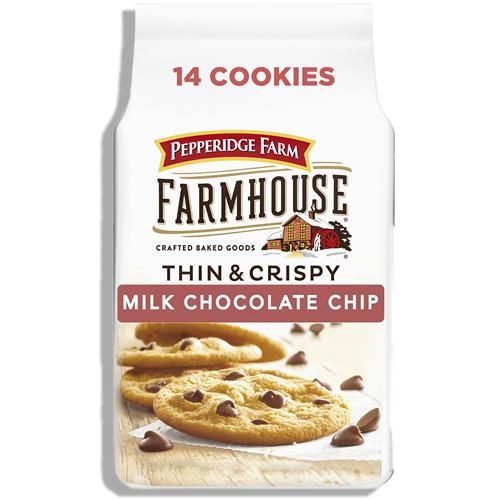 Biscuits fins et croustillants aux pépites de chocolat au lait Farmhouse de Pepperidge Farm, sac de 195 g (14 biscuits)
