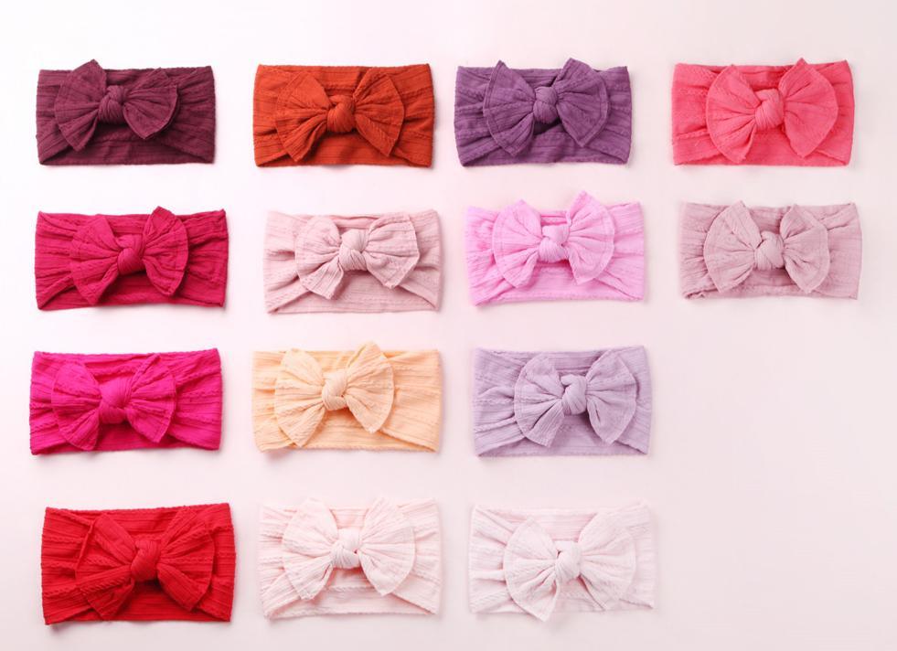 Serre-têtes en nylon tressé moderne avec nœud, unis, larges, en nylon, turban, bandeaux pour bébés filles