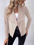 Veste classique minimaliste à col et manches longues pour femme – Vêtement d'extérieur minimaliste et léger pour le quotidien