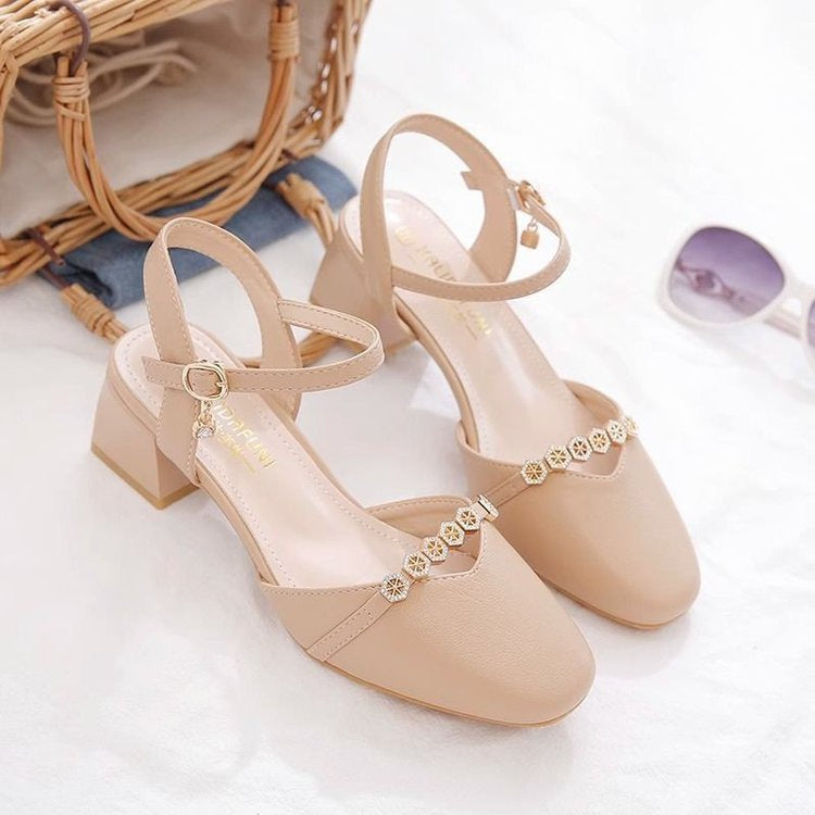 Escarpins slingback à talon moyen pour femme – Bout carré et bride à boucle