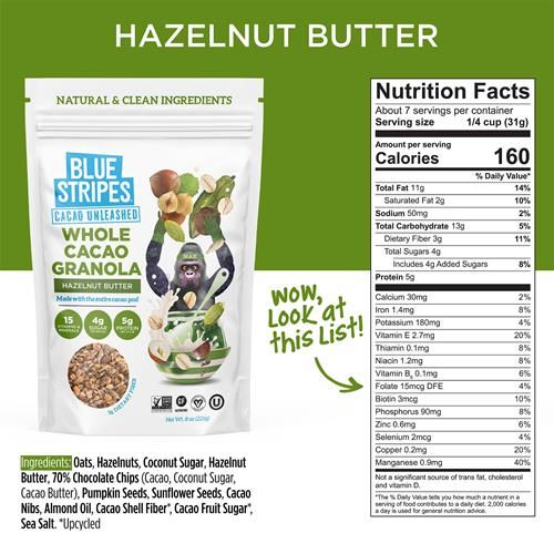 Granola cacao et beurre de noisette Blue Stripes, 8 oz