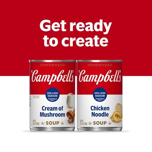Soupe aux nouilles et au poulet condensée Campbell’s, 25 % moins de sodium, conserve de 305 g