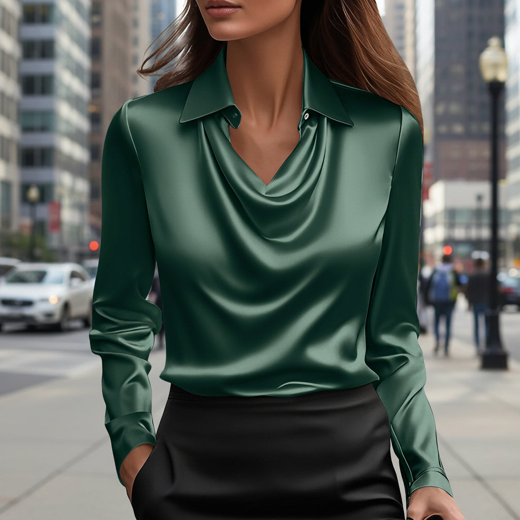Haut ample en satin à col lavallière | Chemise élégante pour le bureau