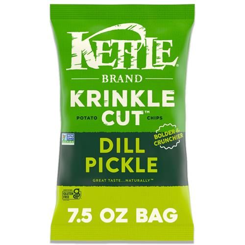 Kettle Brand Croustilles de pommes de terre coupe ondulée cornichon à l'aneth, 7,5 oz