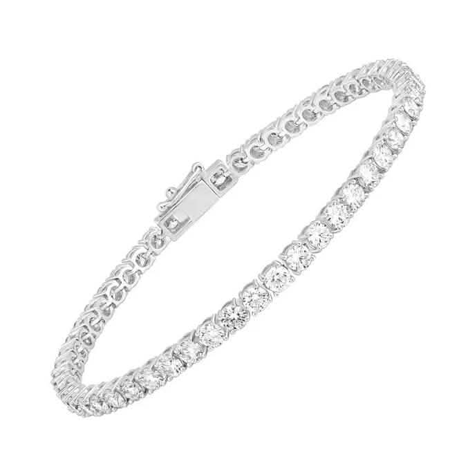 Bracelet tennis pour femme avec diamants de synthèse IGI certifiés 8 carats en or blanc 14 carats 6"
