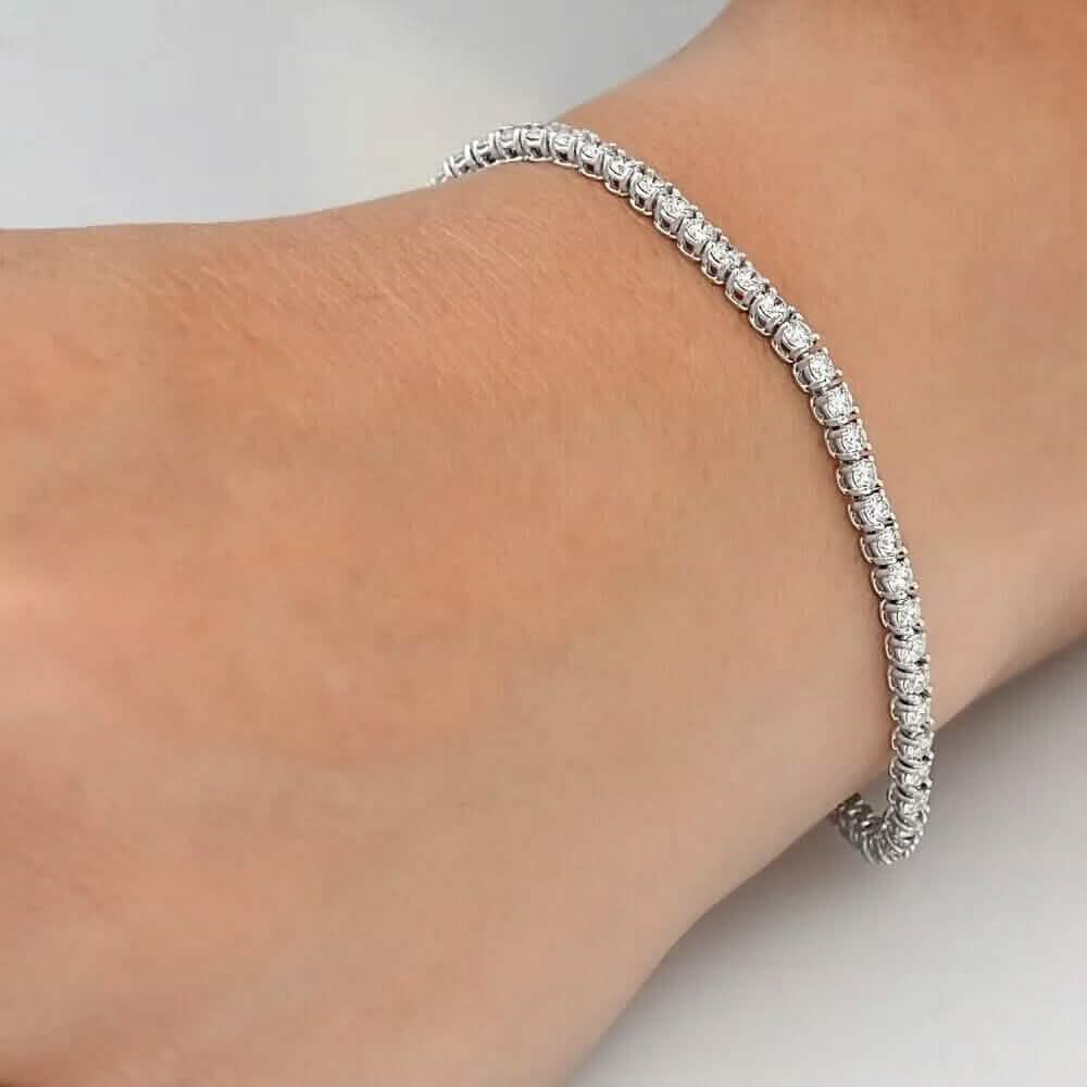 Bracelet tennis pour femme avec diamants de synthèse IGI certifiés 8 carats en or blanc 14 carats 6"
