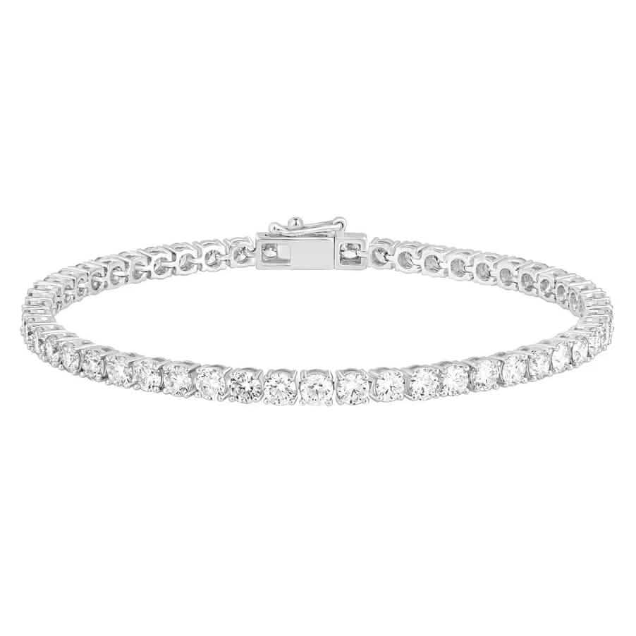 Bracelet tennis pour femme avec diamants de synthèse IGI certifiés 8 carats en or blanc 14 carats 6"