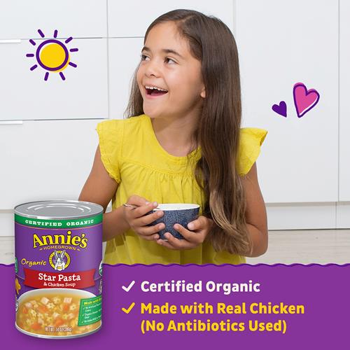 Soupe biologique au poulet et pâtes en forme d'étoiles Annie'S, en conserve, prête à servir, 14 oz
