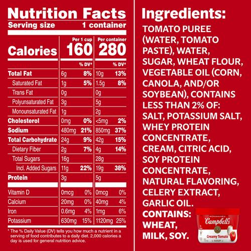 Soupe crémeuse aux tomates Campbells, bol micro-ondable de 436 g