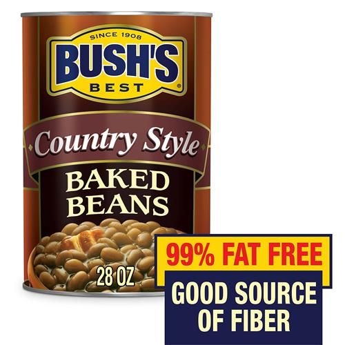 Haricots au lard Bush's Best à la mode campagnarde en conserve, source de protéines végétales et de fibres, faibles en gras, sans gluten, 794 g