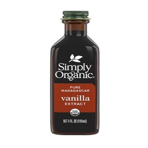 Extrait de vanille pure de Madagascar Simply Organic, flacon en verre de 118 ml, certifié biologique, arôme sans sucre pour smoothies (lot de 1)