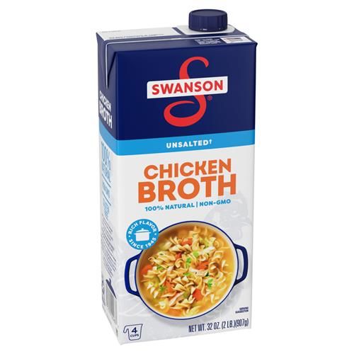 Bouillon de poulet non salé 100 % naturel Swanson, carton de 946 ml