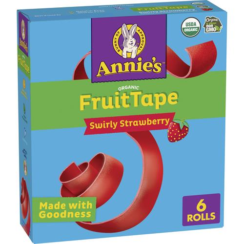 Rouleaux de fruits bio Annie's, fraise tourbillon, saveur fruits bio sans OGM, 6 rouleaux, 4,5 oz