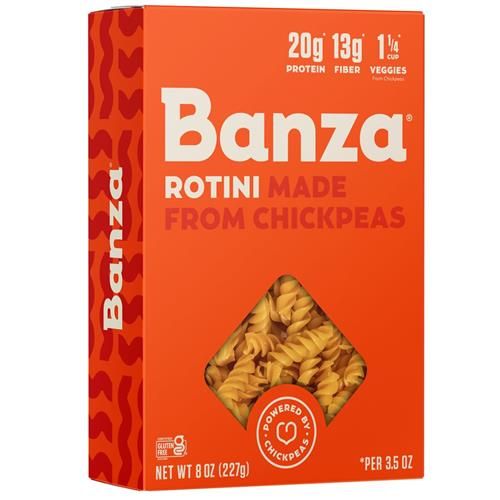 Banza Pâtes Rotini aux Pois Chiches - Sans Gluten, Riches en Protéines et Moins Glucidiques, Pâtes Rotini Protéinées aux Pois Chiches - 227 g