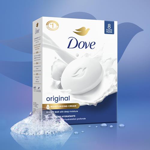 Dove Pain de Toilette Original Lot de 8 Pour une Peau Douce et Lisse, Avec 1/4 de Crème Hydratante 106 g