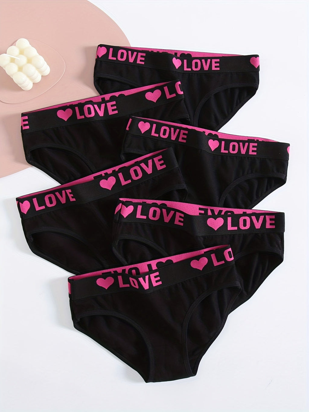 Lot de 6 culottes bikini sans coutures Soft Touch pour femme – Culottes colorées en coton taille basse avec coupe extensible et imprimé alphabet – Essentiels de lingerie et sous-vêtements quotidiens pour femme pour l'été