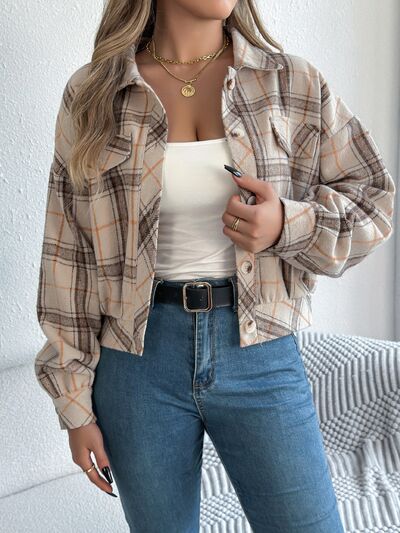 Veste à carreaux boutonnée à manches longues pour femme, confortable, tendance et décontractée, veste simple