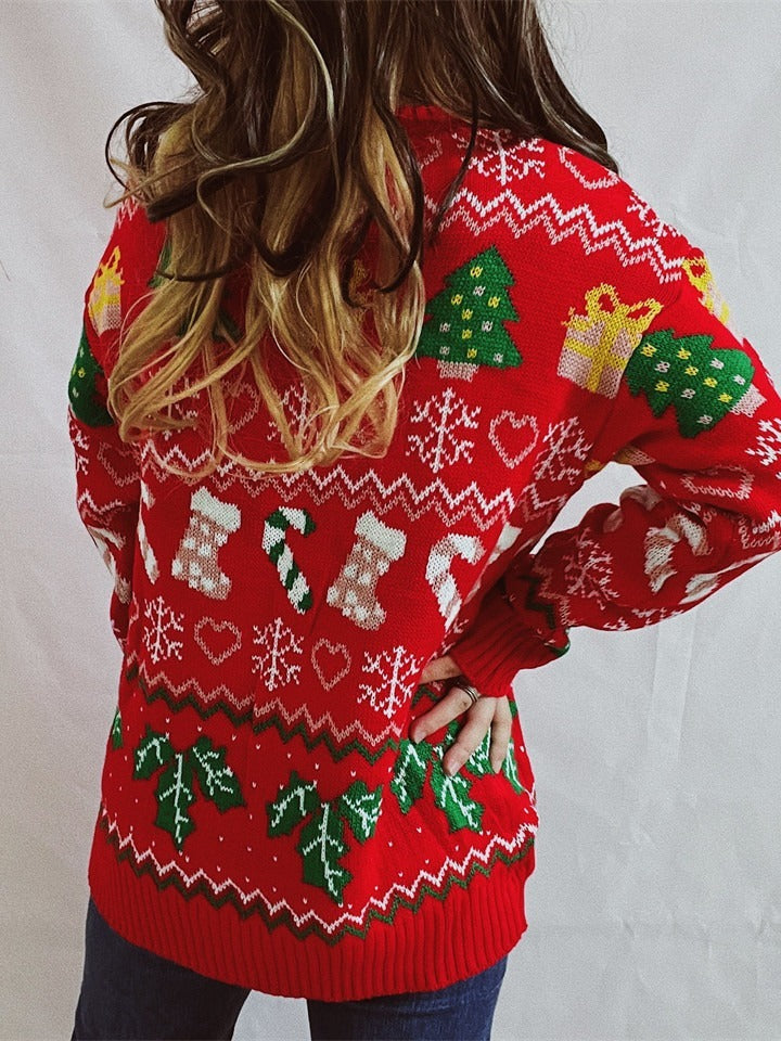 Pull ample et élégant à col rond et manches longues pour femme