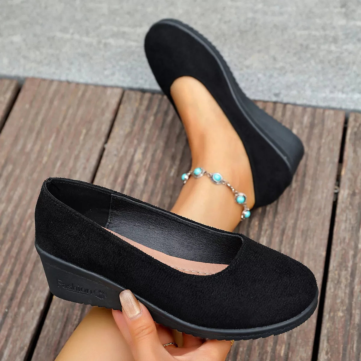 Mocassins compensés à enfiler
