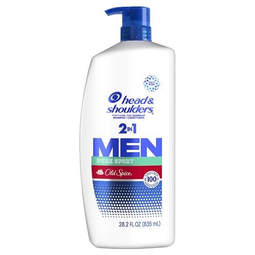 Head and Shoulders Hommes Shampoing et Revitalisant antipelliculaire 2 en 1, Traitement antipelliculaire, Old Spice Pure Sport pour usage quotidien, sans parabène, 834 ml
