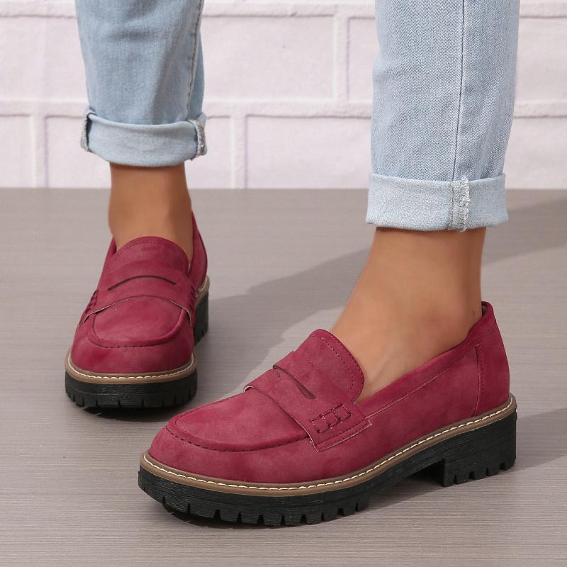 Mocassins Femme à Semelle Épaisse Couleur Unie | Ballerines Chunky Tendance