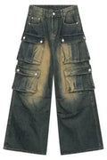Jean taille haute avec poches cargo