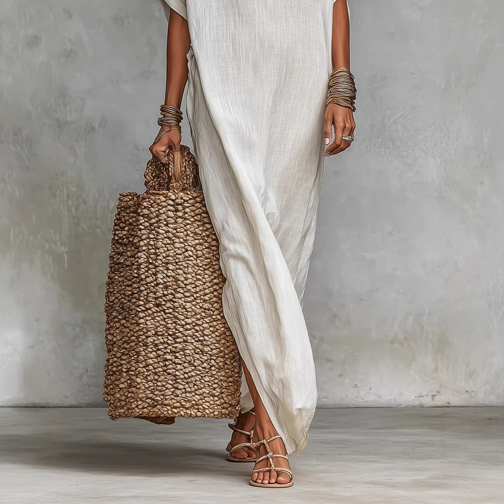 Robe ample à manches chauve-souris longues pour femme
