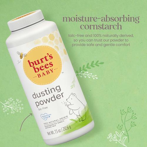 Poudre pour bébé Burts Bees, sans talc et hypoallergénique pour un confort sûr et doux, 100 % d'origine naturelle, testée par des pédiatres, 212 g