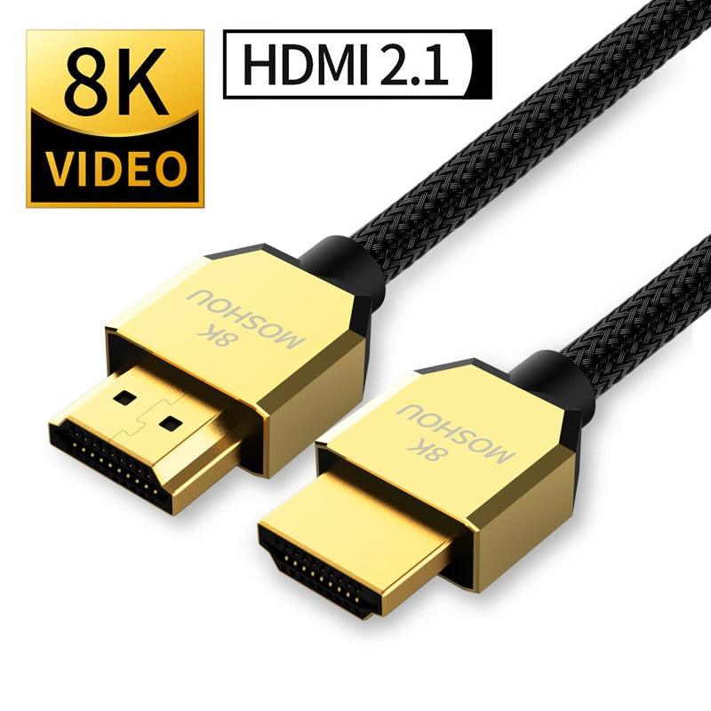Câbles HDMI 2.1 8K 60Hz 4K 120Hz 48Gbps, Cordon Vidéo HDR Ultra HD 48Gbps Haute Vitesse Interface Multimédia Haute Définition Compatible TV Moniteur Gaming