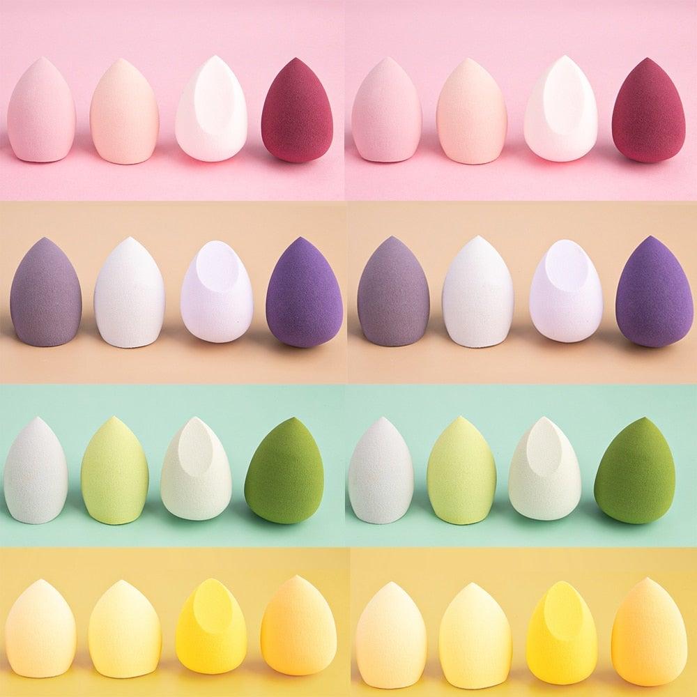 8pcs ensemble d'éponges de maquillage Beauty Egg, ensemble de houppettes de maquillage, outil d'éponge cosmétique coloré pour coussin, utilisation humide et sèche, ensemble d'éponges de maquillage colorées pour femmes