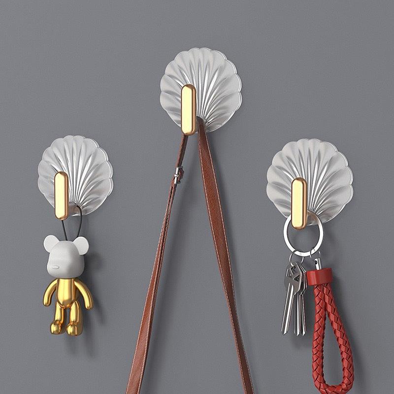 8 crochets autocollants décoratifs pour porte, mur, clés, serviettes de salle de bain, organiseur d'armoire, patère, crochets de douche en forme de coquillage de luxe, design amusant