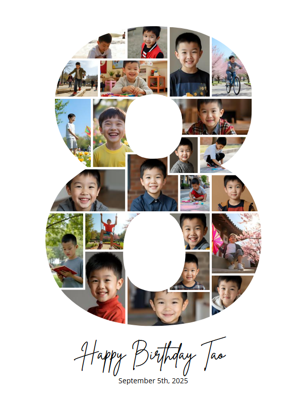 8th Birthday Photo Collage Canva Template – Editable Milestone Poster