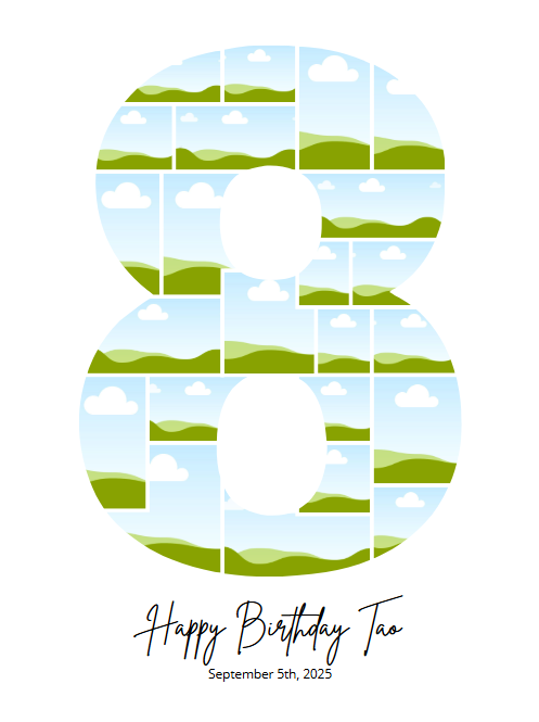8th Birthday Photo Collage Canva Template – Editable Milestone Poster