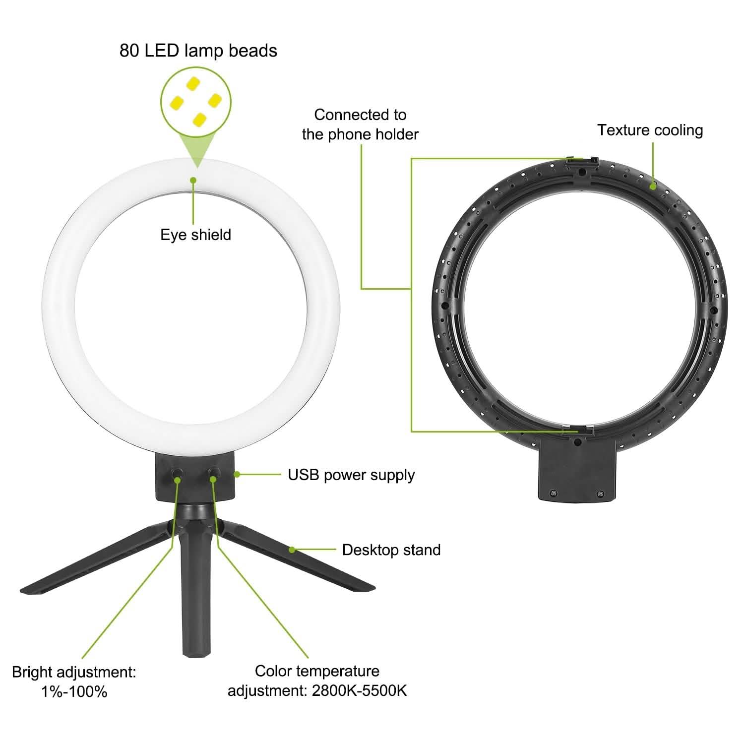 Anneau lumineux LED dimmable de 9" avec trépied
