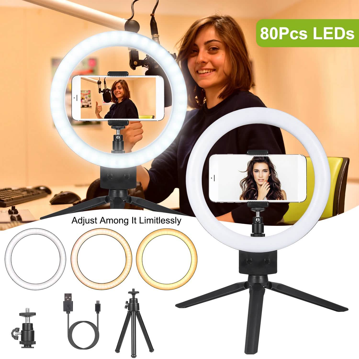 Anneau lumineux LED dimmable de 9" avec trépied