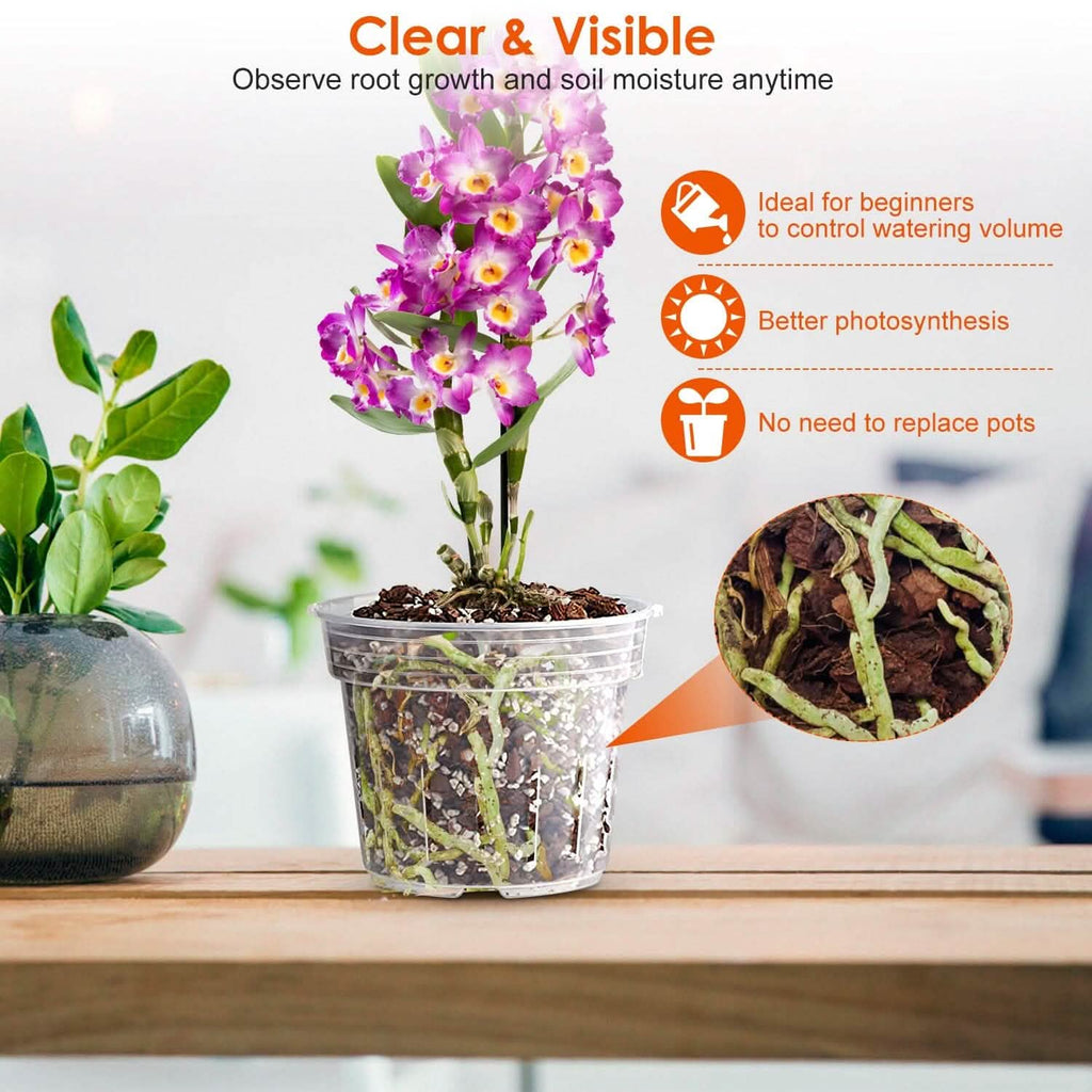 Lot de 9 : Pots d'orchidées transparents, réutilisables, en plastique, pour semis de fleurs