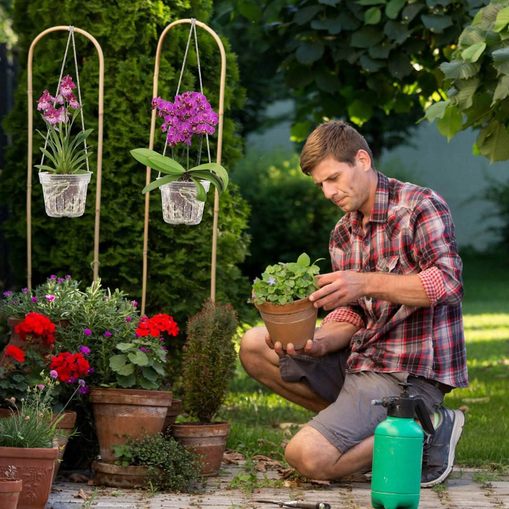 Lot de 9 : Pots d'orchidées transparents, réutilisables, en plastique, pour semis de fleurs