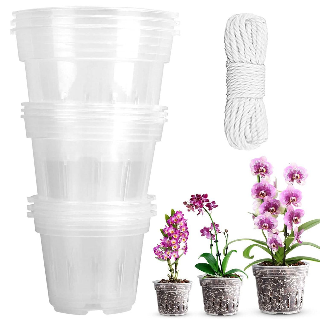 Lot de 9 : Pots d'orchidées transparents, réutilisables, en plastique, pour semis de fleurs