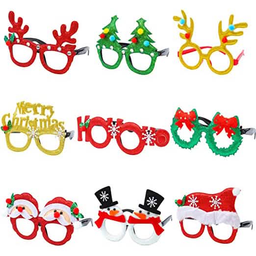 9 pièces : Monture de lunettes de Noël à paillettes