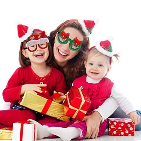 9 pièces : Monture de lunettes de Noël à paillettes