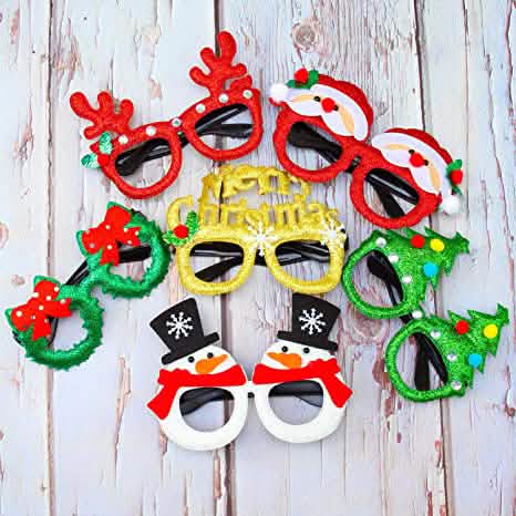 9 pièces : Monture de lunettes de Noël à paillettes