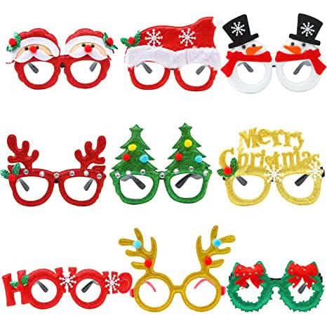 9 pièces : Monture de lunettes de Noël à paillettes