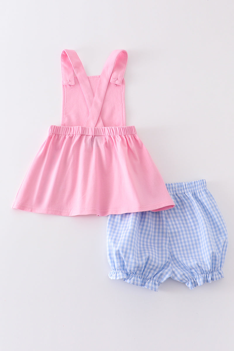 Ensemble fille avec appliqué chien rose premium