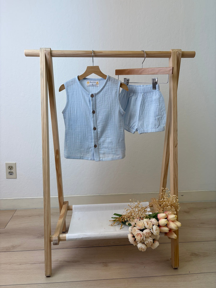 Ensemble shorty en mousseline Premium Sky