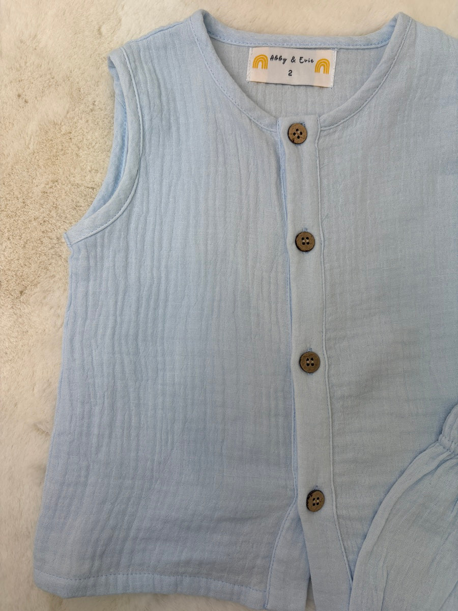 Ensemble shorty en mousseline Premium Sky