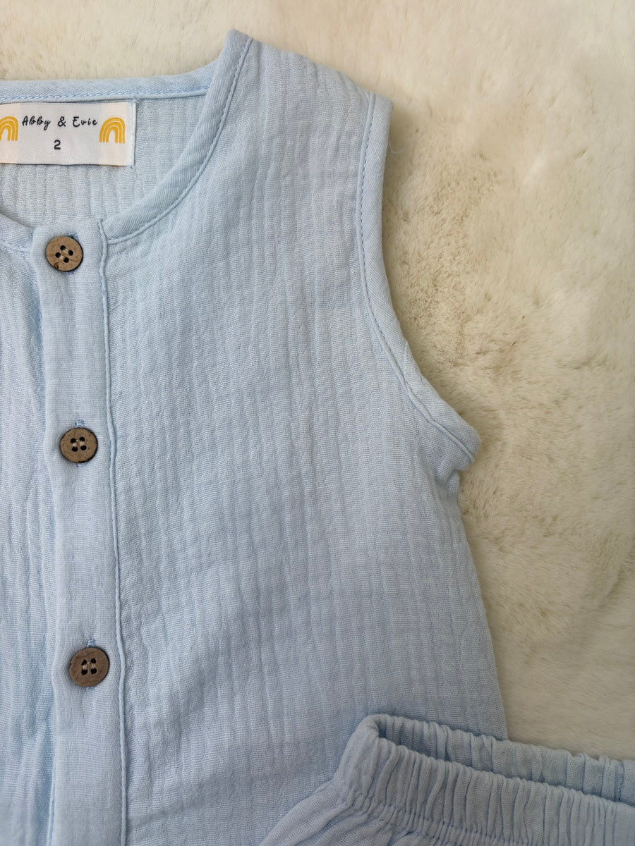 Ensemble shorty en mousseline Premium Sky