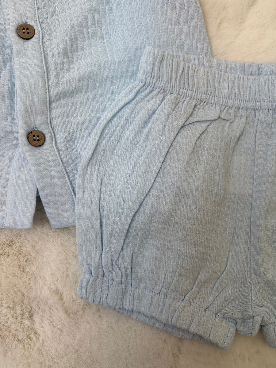 Ensemble shorty en mousseline Premium Sky