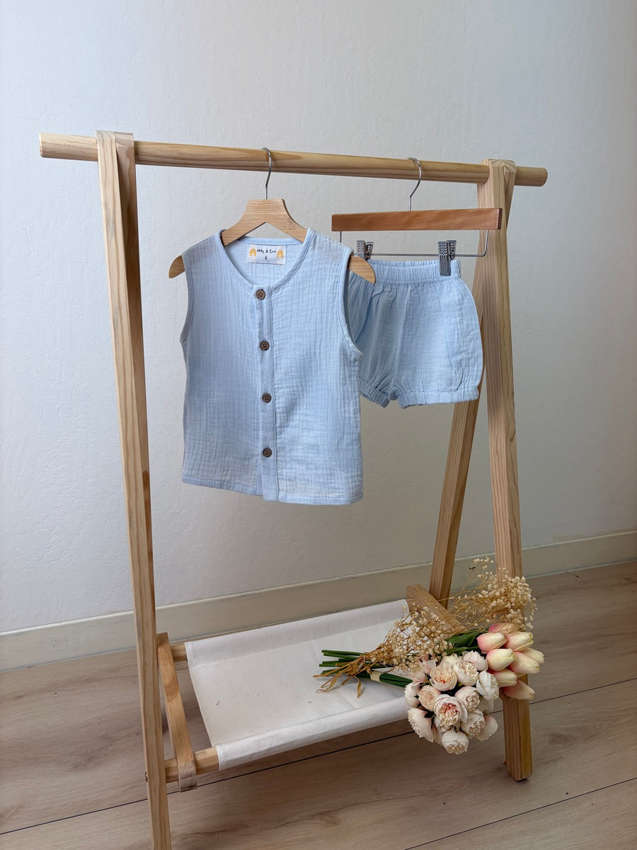 Ensemble shorty en mousseline Premium Sky