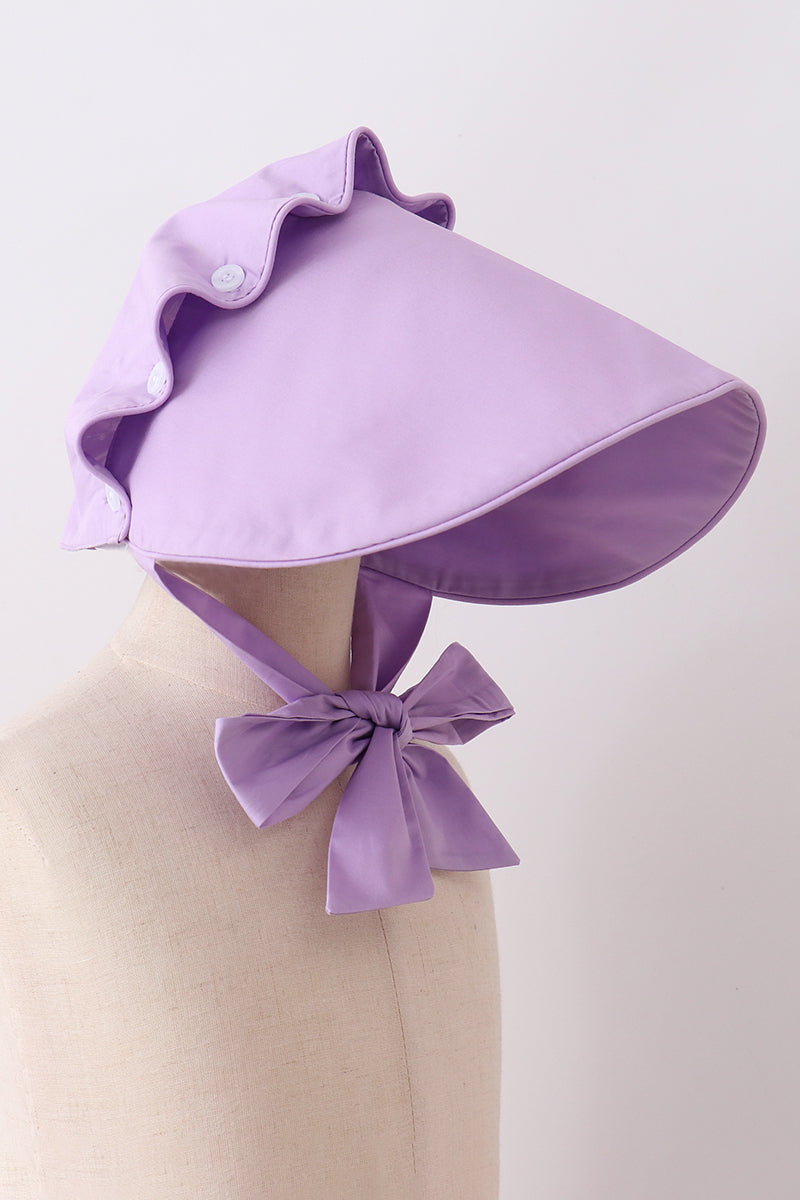 Bonnet violet à volants et nœud