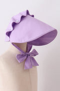 Bonnet violet à volants et nœud